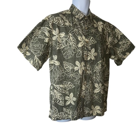 Cooke Street Honolulu Hawaiian Button Up Shirts Men's Size L Green Floral - Picture 4 of 10